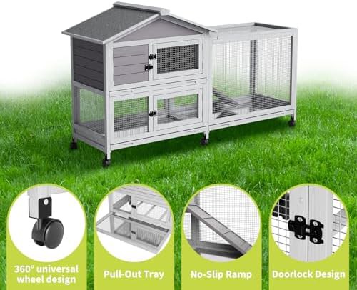 Two story wooden rabbit and chicken hutch — photo 4