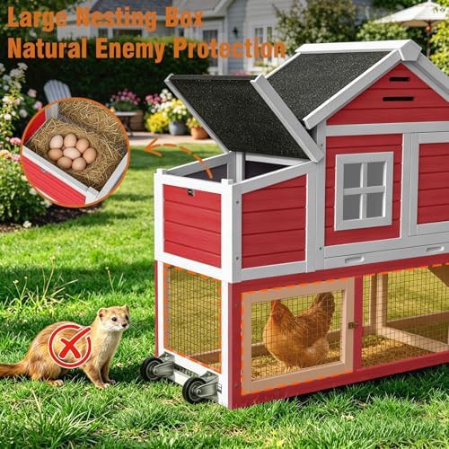 Red mobile chicken house with wheels — photo 4