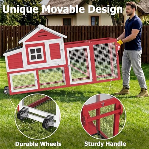 Red mobile chicken house with wheels — photo 5
