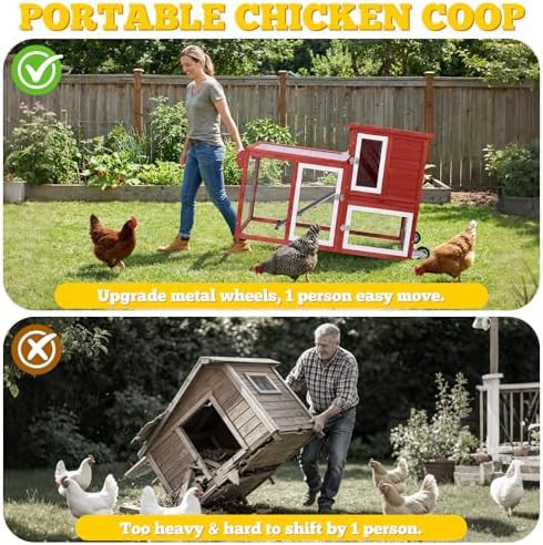 Small mobile red metal chicken coop — photo 3