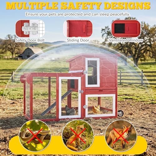 Small mobile red metal chicken coop — photo 4