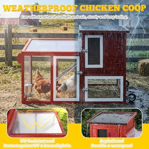 Small mobile red metal chicken coop — photo 5