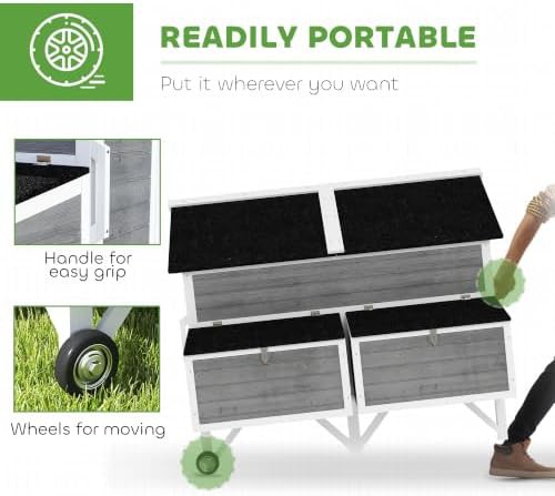 Mobile gray chicken coop with dual cleaning trays — photo 3
