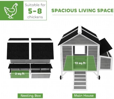 Mobile gray chicken coop with dual cleaning trays — photo 4