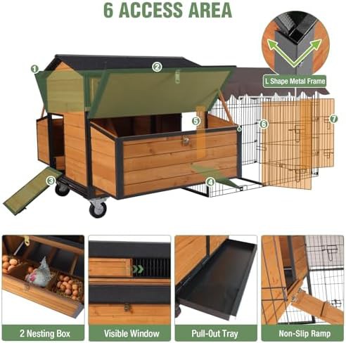 Metal frame chicken tractor with six nests — photo 4