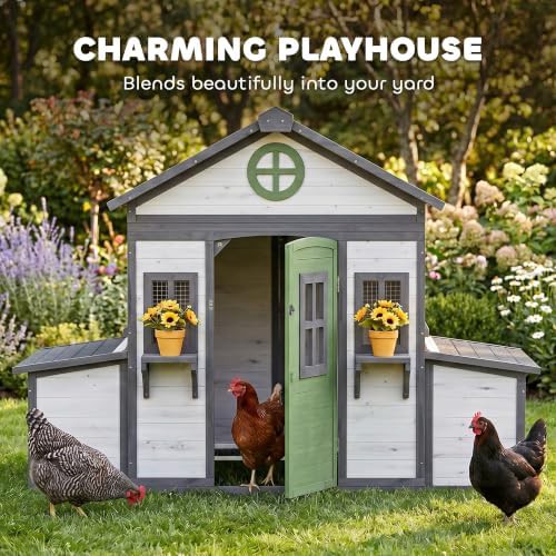 White wooden chicken house with interior perch — photo 4
