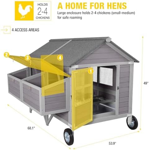Mobile wooden hen house with large wheels — photo 5