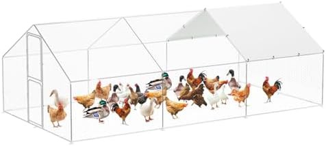 Large walk-in metal poultry run with cover