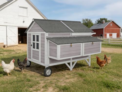 Large wooden hen house with four nesting boxes