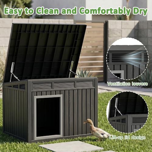 Black resin poultry shelter with sloped roof — photo 3