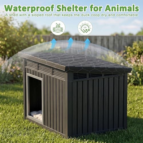 Black resin poultry shelter with sloped roof — photo 4