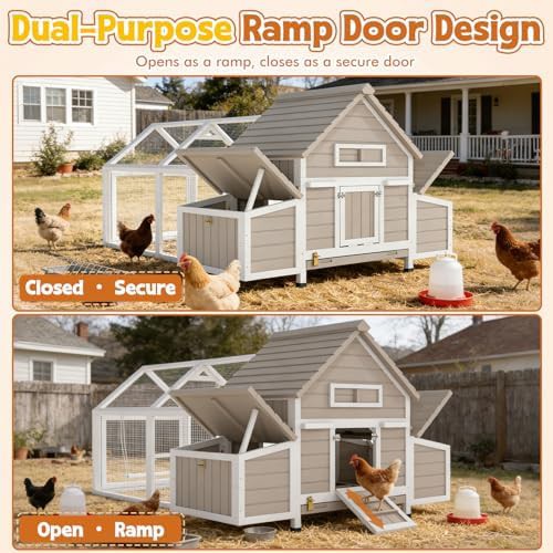 Large wooden chicken coop with run — photo 5