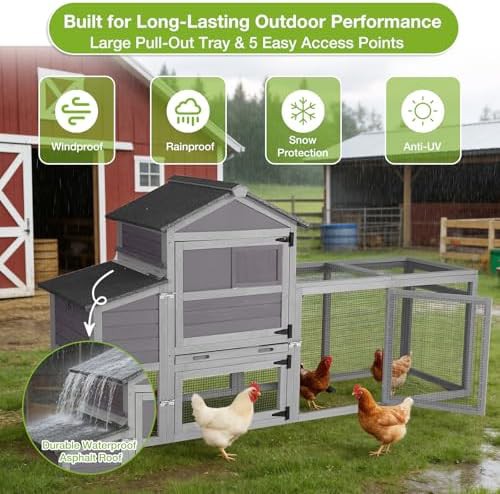Grey wooden mobile coop with attached run — photo 3