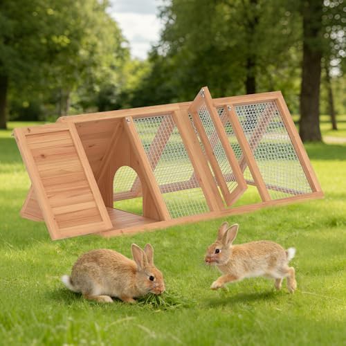Brown triangle rabbit and poultry hutch