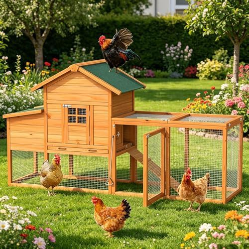 Outdoor chicken house with expandable run