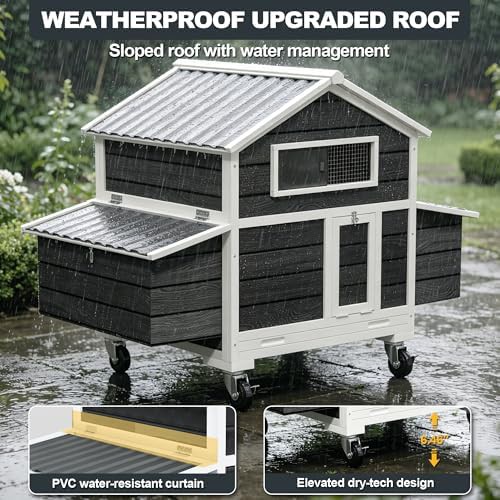 Large black movable wooden chicken house — photo 5