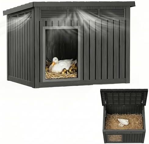 Large black resin outdoor poultry house