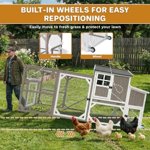 Natural wood mobile coop with run — photo 4