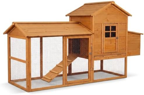 Wooden poultry house with nesting box