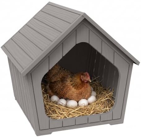 Grey plastic indoor and outdoor coop