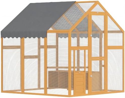 Yellow wooden walk in coop for hens