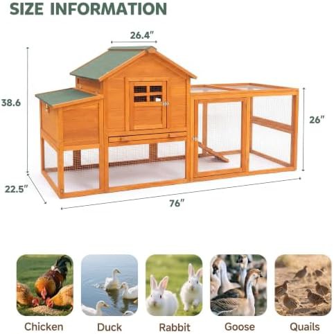 Wooden chicken coop with nesting box 76 inch — photo 3