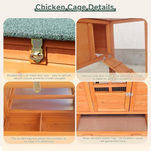Wooden chicken coop with nesting box 76 inch — photo 4