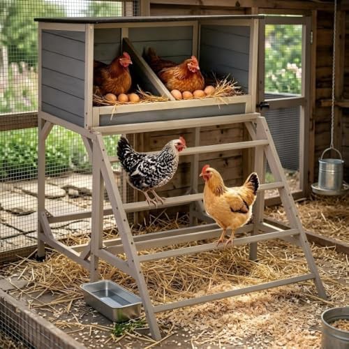 Nesting boxes with asphalt roof and perch