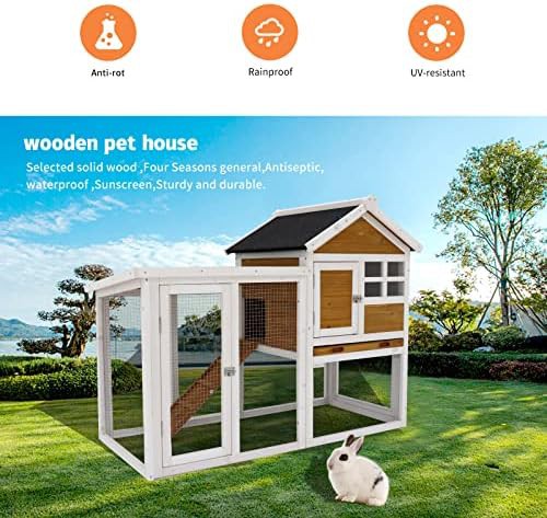 Two story wooden pet cage with wire run — photo 5