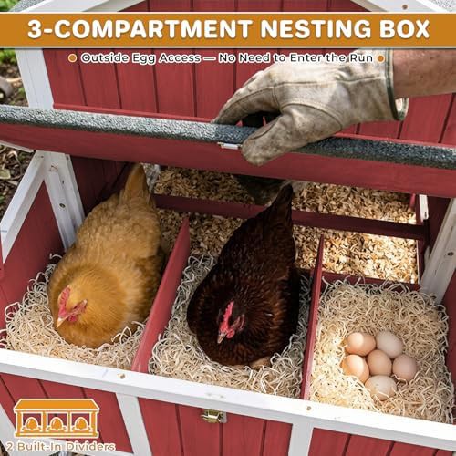 Red wooden chicken coop on wheels — photo 4
