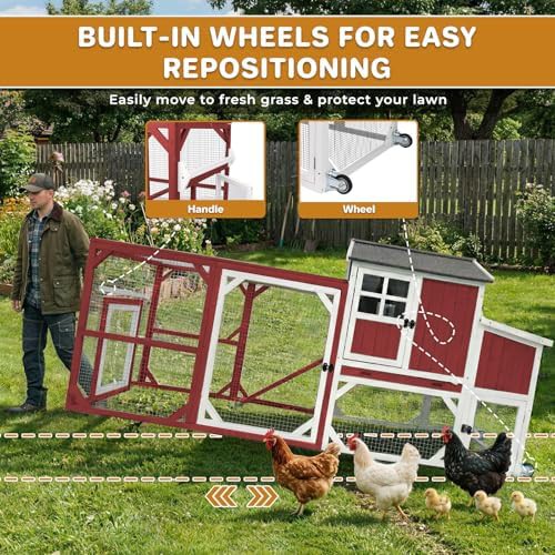 Red wooden chicken coop on wheels — photo 5