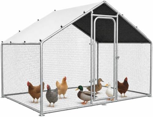 Slim metal chicken run with cover