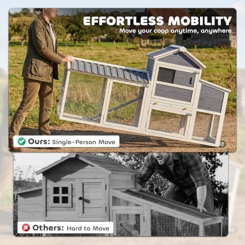 Gray mobile hen house with wheels and run — photo 4