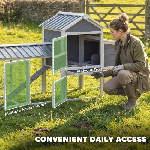 Gray mobile hen house with wheels and run — photo 5