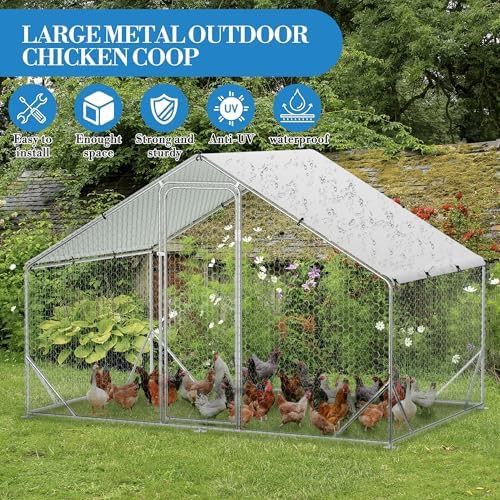 Large metal chicken coop with waterproof cover — photo 4