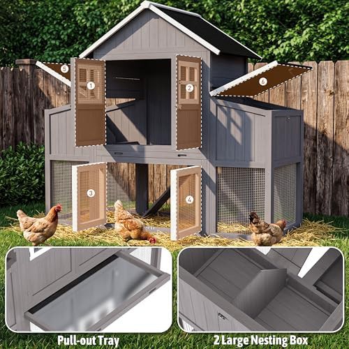 Grey wooden coop with integrated run — photo 3