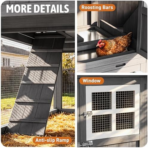 Grey wooden coop with integrated run — photo 5