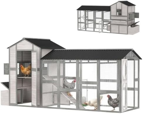 Extra large gray wooden hen house for ten birds