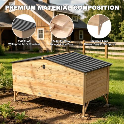 Natural wood poultry cage with dual nesting boxes — photo 3