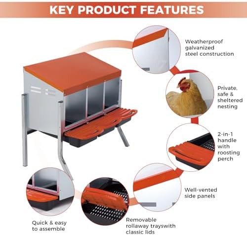 Three compartment metal roll away nesting box — photo 4