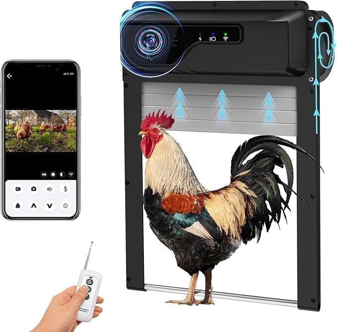 Solar automatic coop door with HD camera