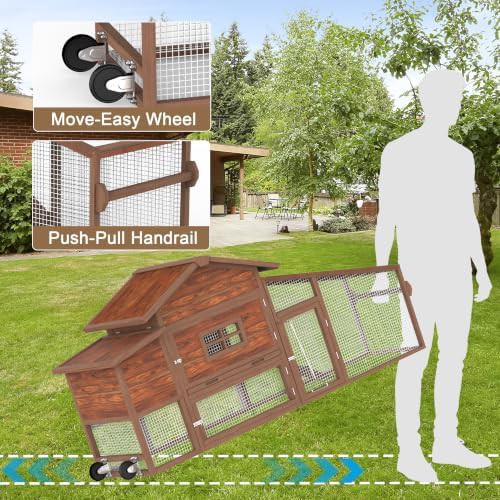 Brown mobile chicken coop with sun board — photo 3