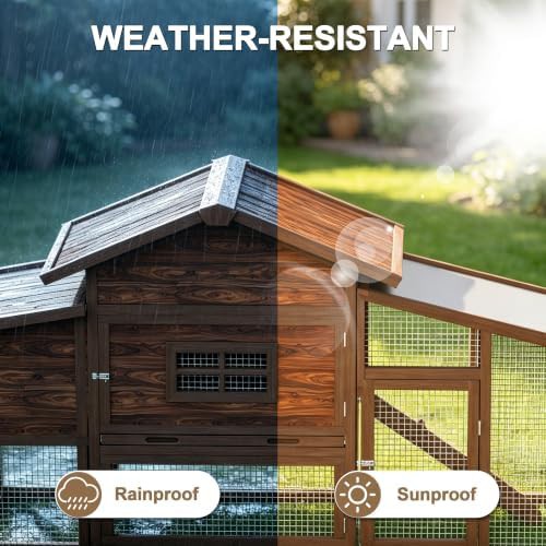 Brown mobile chicken coop with sun board — photo 4