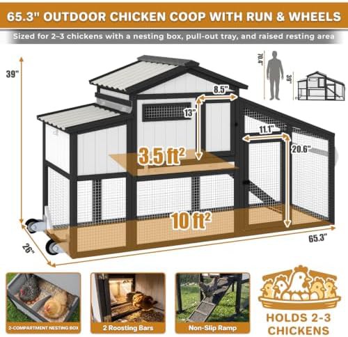 Wooden hen coop with PVC roof and wheels — photo 4