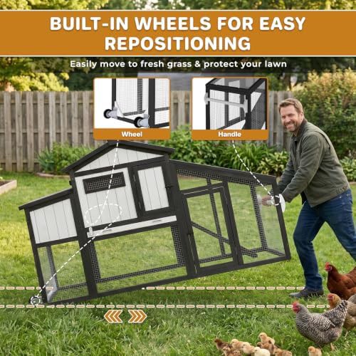 Wooden hen coop with PVC roof and wheels — photo 5
