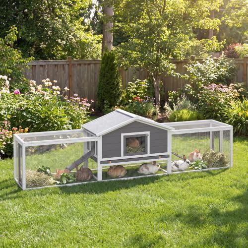 Two story wooden hutch with run