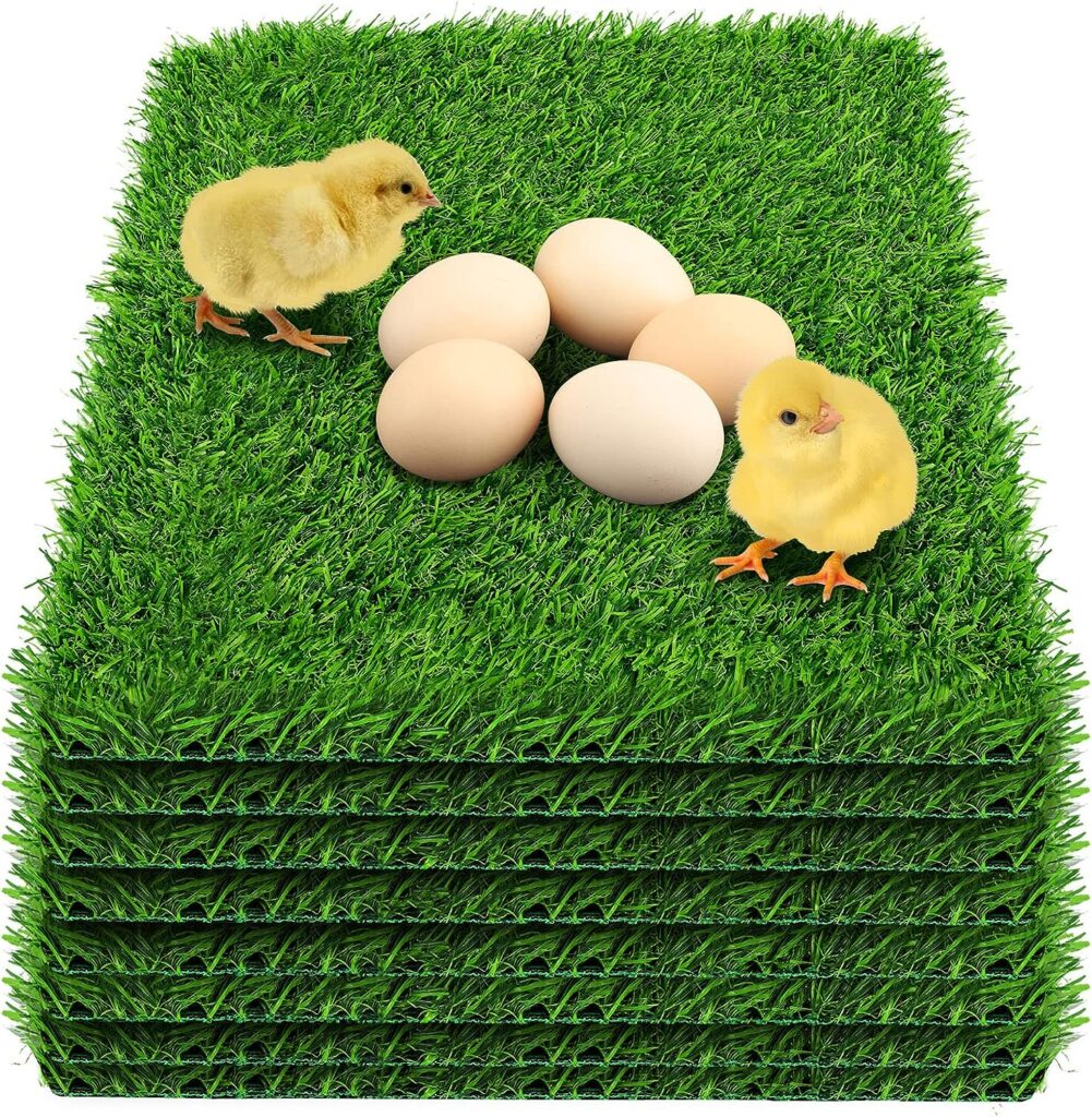 DenForste 8 Pack Chicken Nesting Box Pads - Washable Artificial Grass Nesting Pads - Chicken Nesting Pads for Chicken Coop and Pet Garden Lawn Indoor Outdoor 12×12×1