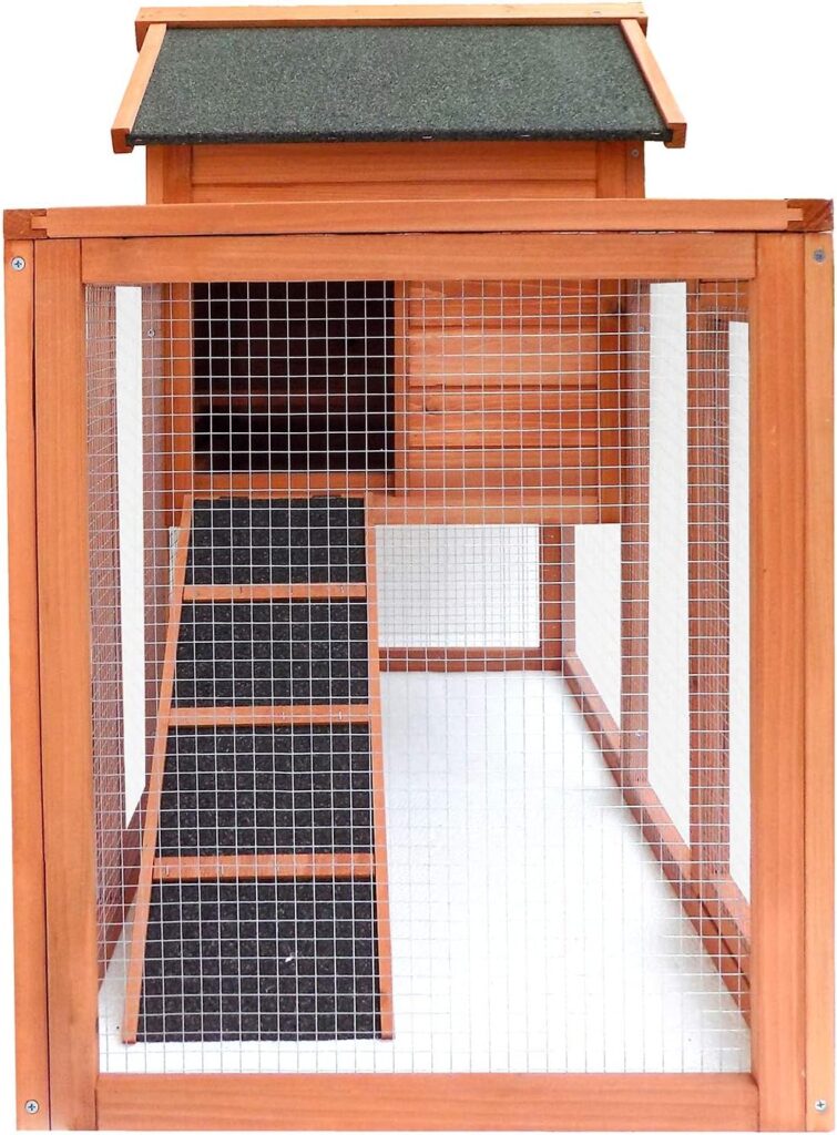 HAUSHECK Indoor Rabbit Hutch 48L, Wooden Outdoor Rabbit Hutches Bunny Cage Guinea Pig Hutch Small Chicken Coop, Bunny Hutch with Run, No Leak Trays, Sliding Bolts  Anti-VU Waterproof Roof