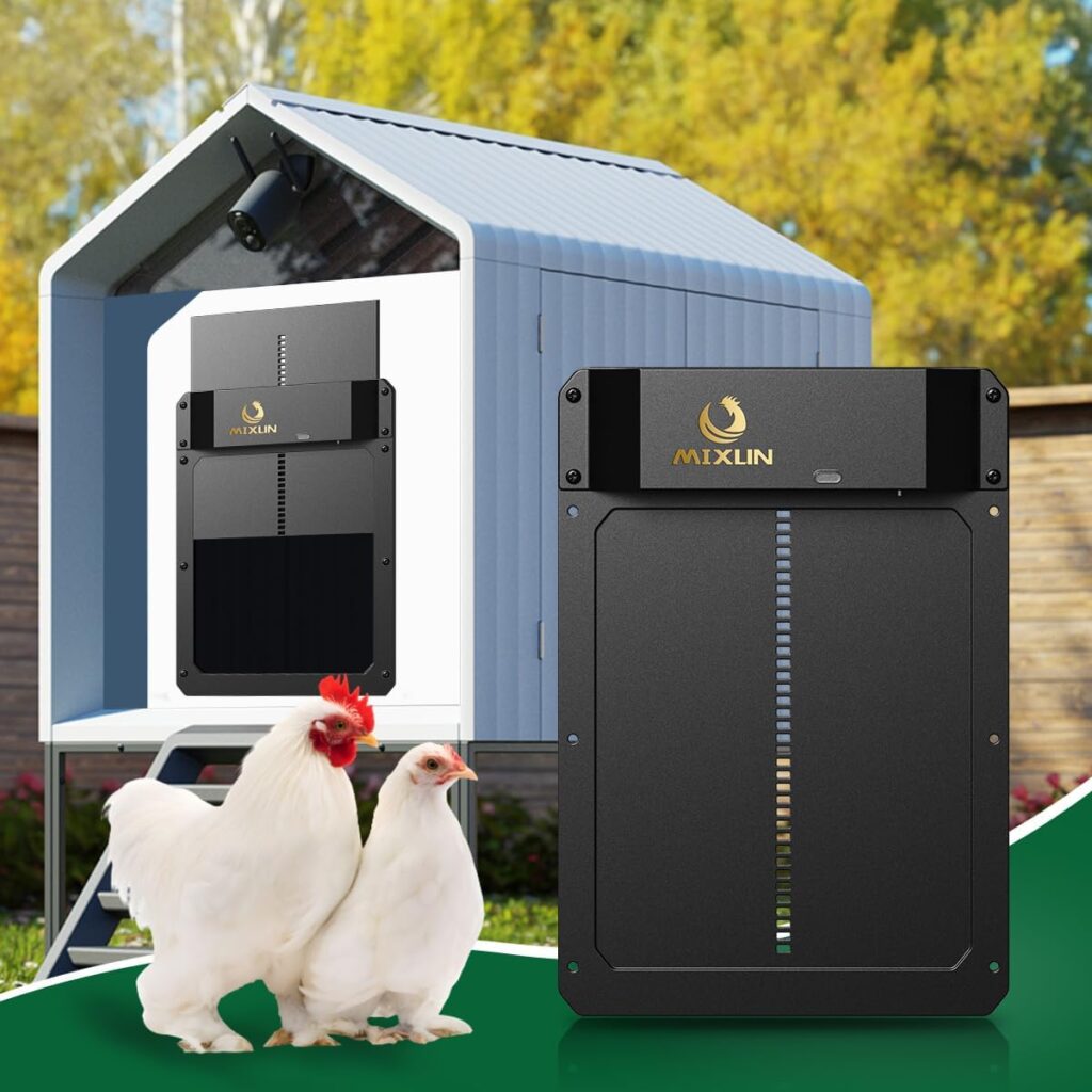 Automatic Chicken Coop Door, Aluminum Auto Chicken Coop Door with Timer  Light Sensor, Battery Powered Chicken Door