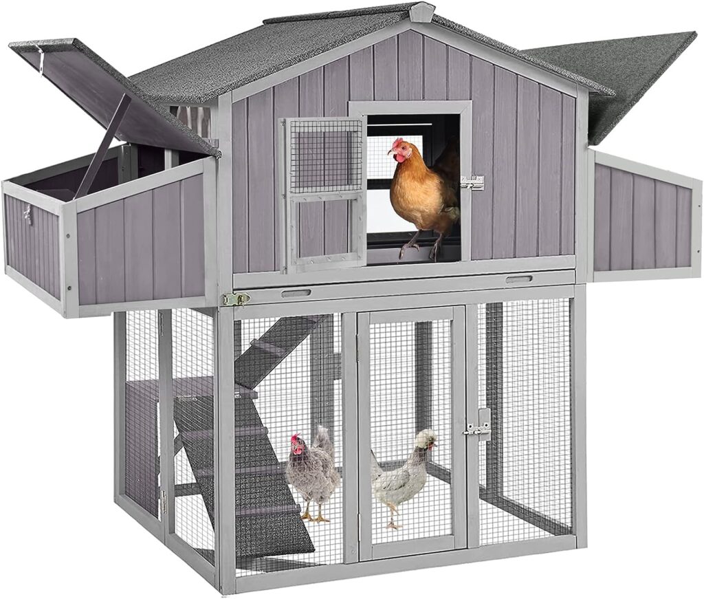 Chicken Coop Folding Chicken House, Hen Coop Poultry Cage for 4-6 Chickens, Foldable Hen House 26ft² Multi-Levels, Easy to Set Up